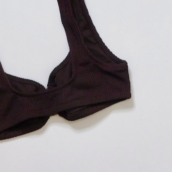 NWT!! J. CREW Claudia O-Ring Scrunchie Bikini Top Inky Espresso Brown Swimwear M - Picture 8 of 13